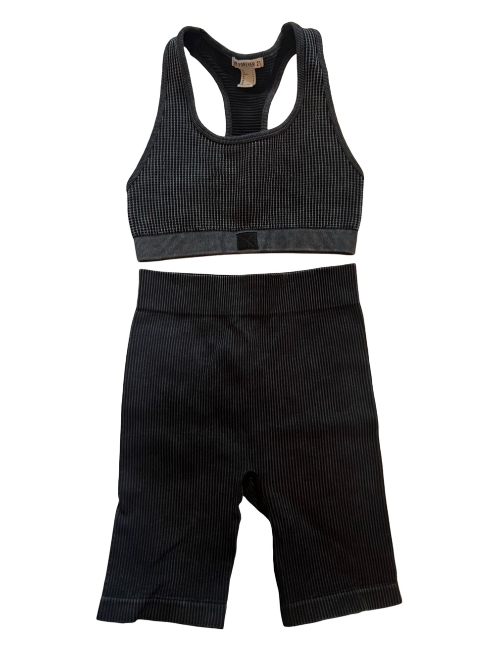 Forever 21 Black Ribbed Crop Top and Skort set